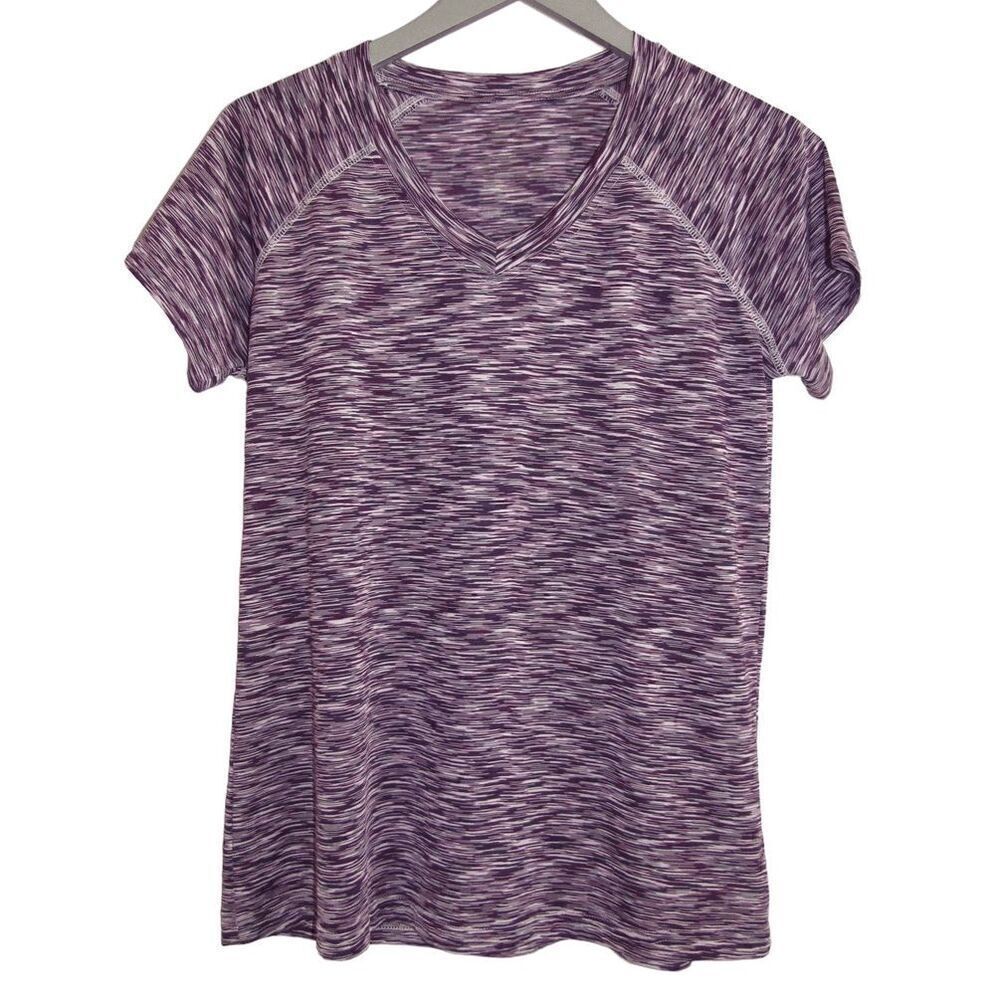 Athletic Collection by 26 International Purple Space‎ Dye V-Neck T-Shirt L